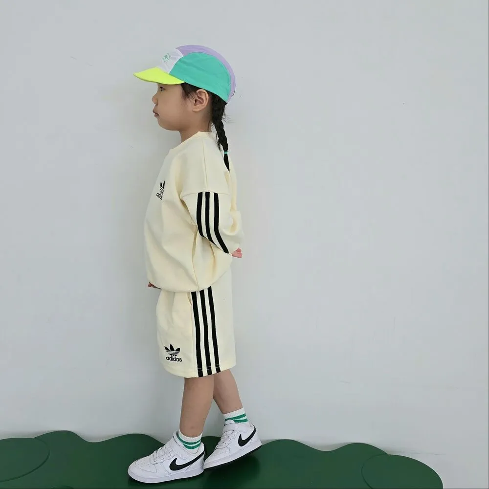 【80-140cm】二点セット 超人気商品 今季も大流行 7色選べる おしゃれ トレーナー+ショートパンツ セットアップ