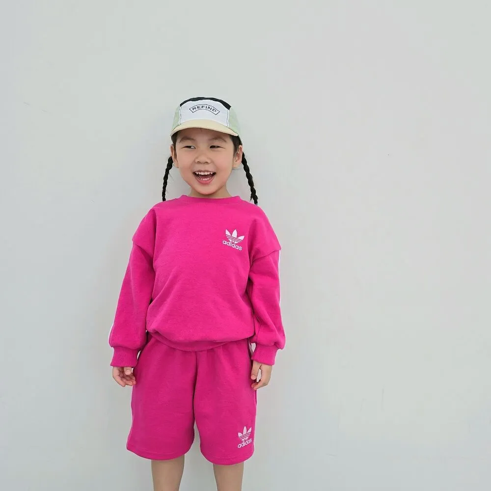 【80-140cm】二点セット 超人気商品 今季も大流行 7色選べる おしゃれ トレーナー+ショートパンツ セットアップ
