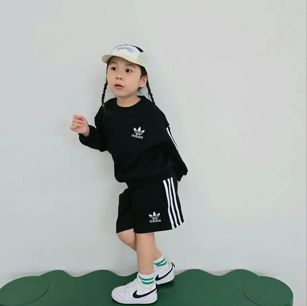 【80-140cm】二点セット 超人気商品 今季も大流行 7色選べる おしゃれ トレーナー+ショートパンツ セットアップ