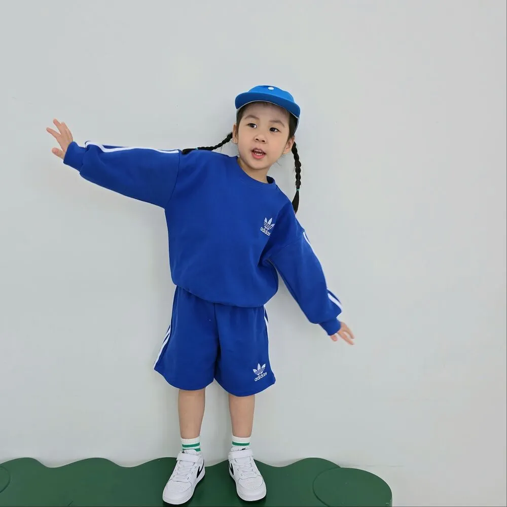 【80-140cm】二点セット 超人気商品 今季も大流行 7色選べる おしゃれ トレーナー+ショートパンツ セットアップ