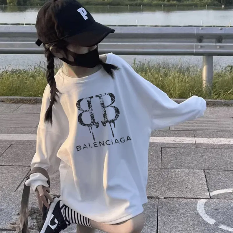 【110-170cm】取り入れたい 大活躍 シンプル プリント 女の子 長袖 Ｔシャツ