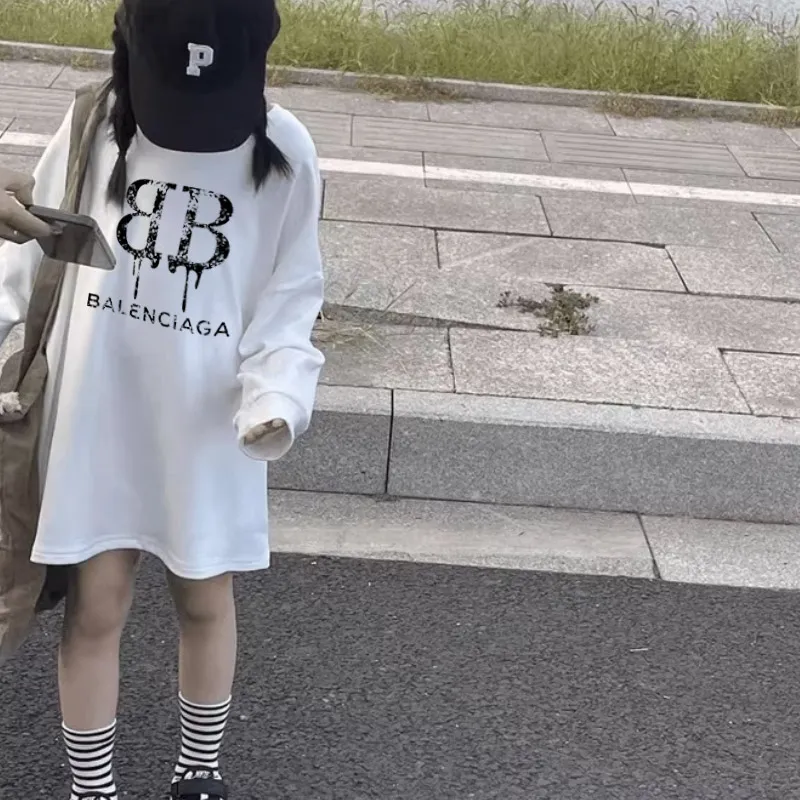 【110-170cm】取り入れたい 大活躍 シンプル プリント 女の子 長袖 Ｔシャツ