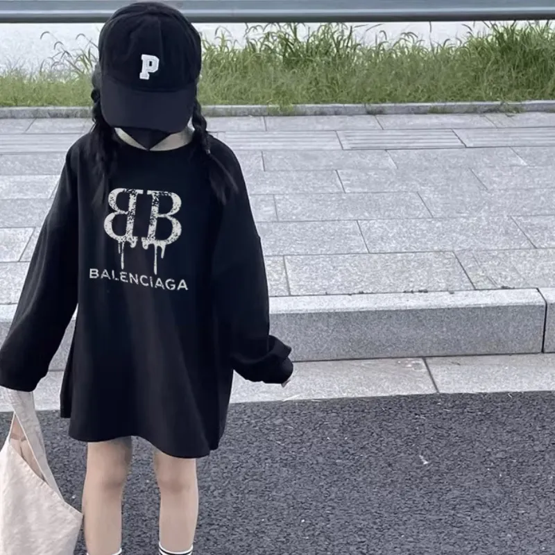 【110-170cm】取り入れたい 大活躍 シンプル プリント 女の子 長袖 Ｔシャツ