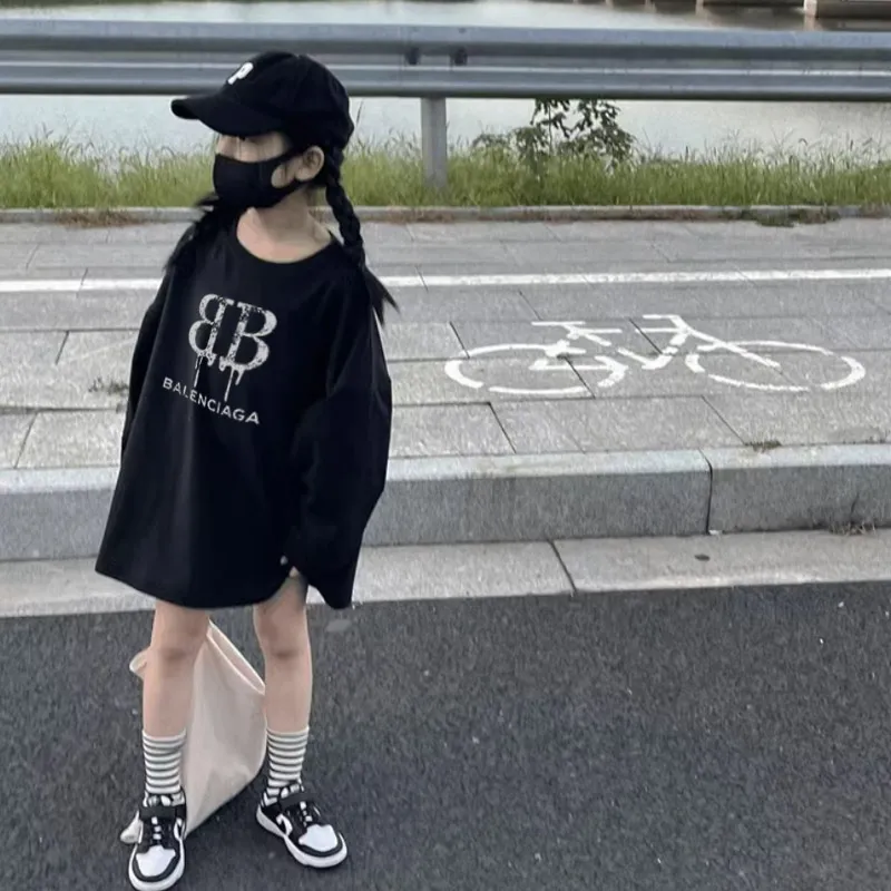 【110-170cm】取り入れたい 大活躍 シンプル プリント 女の子 長袖 Ｔシャツ