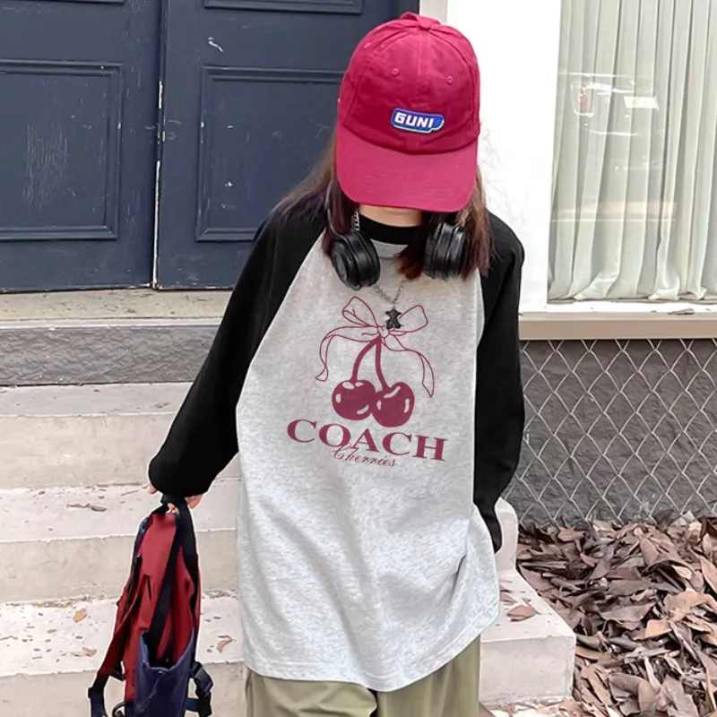 【110-170cm】好感度100％  カジュアル 合わせやすい 女の子 長袖  Tシャツ