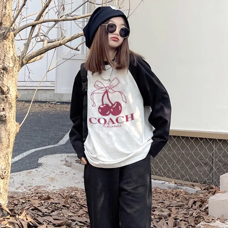 【110-170cm】好感度100％  カジュアル 合わせやすい 女の子 長袖  Tシャツ