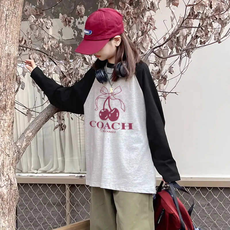【110-170cm】好感度100％  カジュアル 合わせやすい 女の子 長袖  Tシャツ