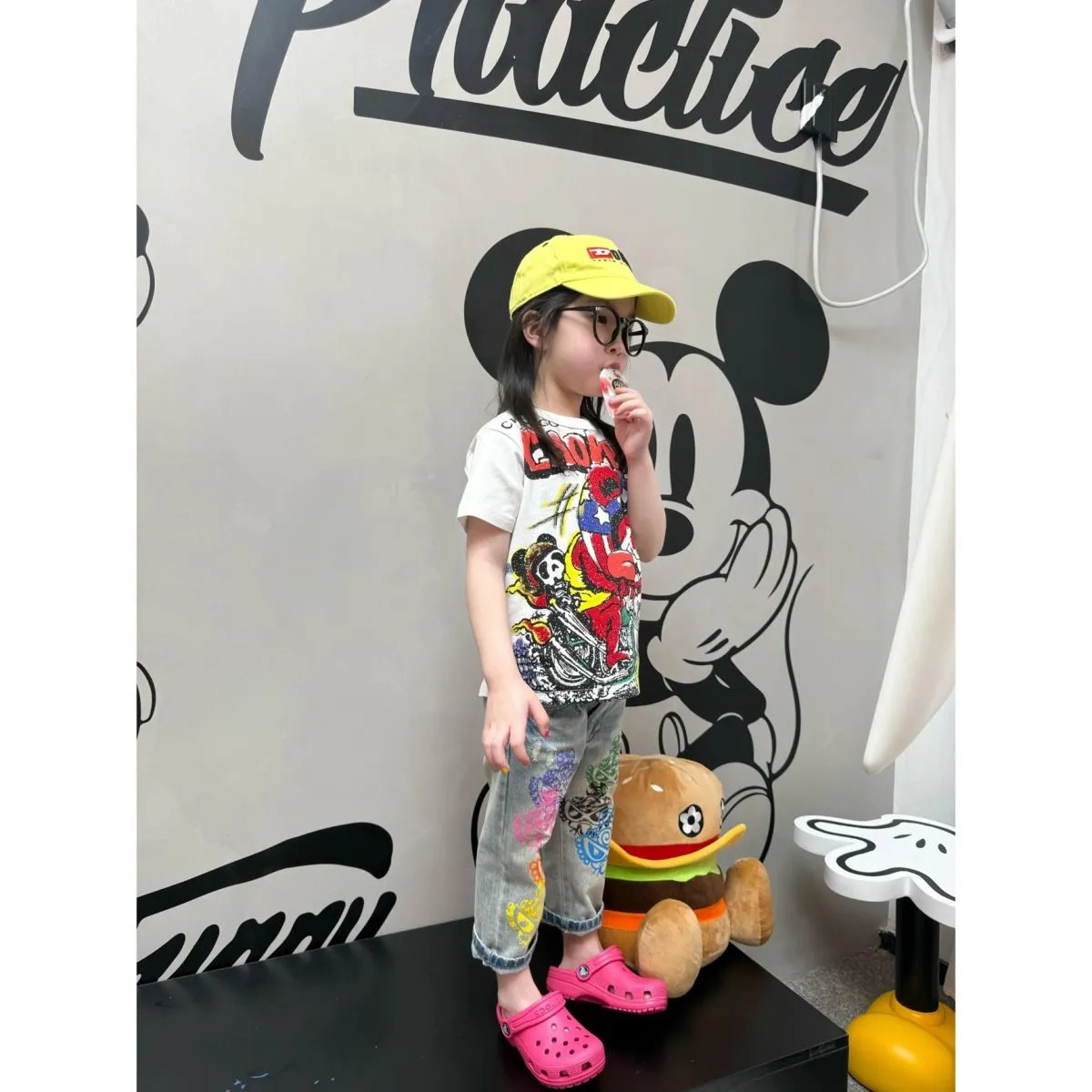 【90-140cm】存在感抜群 ユニーク 目立つ カジュアル スタイリッシュ ボトムス デニムパンツ
