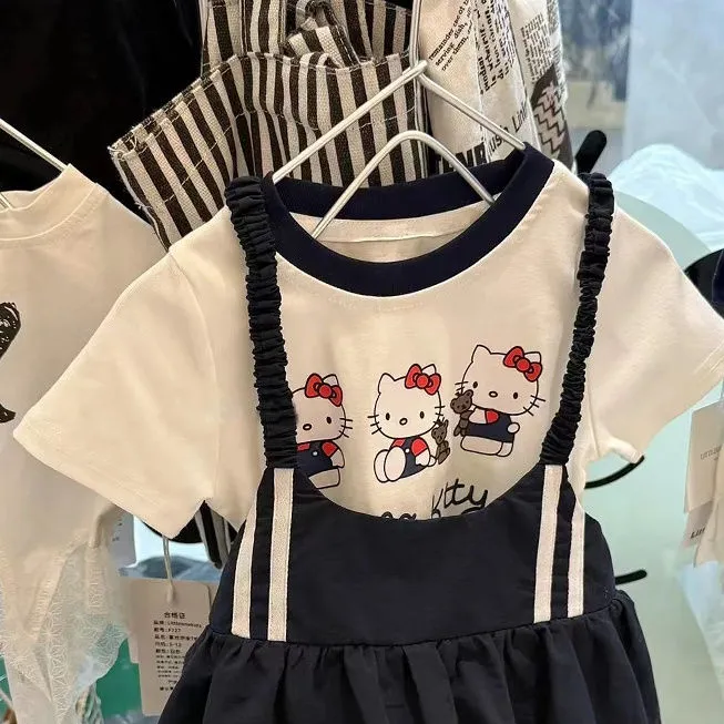 【80-150cm】二点セット 単品注文オッケー おしゃれ 可愛い 女の子 半袖Ｔシャツ＋サロペット セット