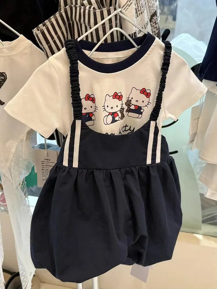 【80-150cm】二点セット 単品注文オッケー おしゃれ 可愛い 女の子 半袖Ｔシャツ＋サロペット セット