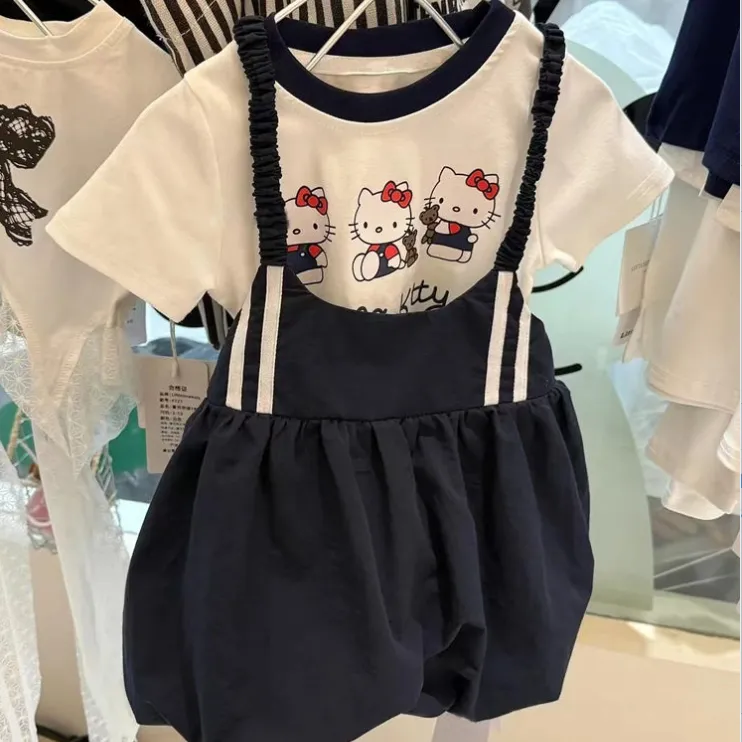 【80-150cm】二点セット 単品注文オッケー おしゃれ 可愛い 女の子 半袖Ｔシャツ＋サロペット セット