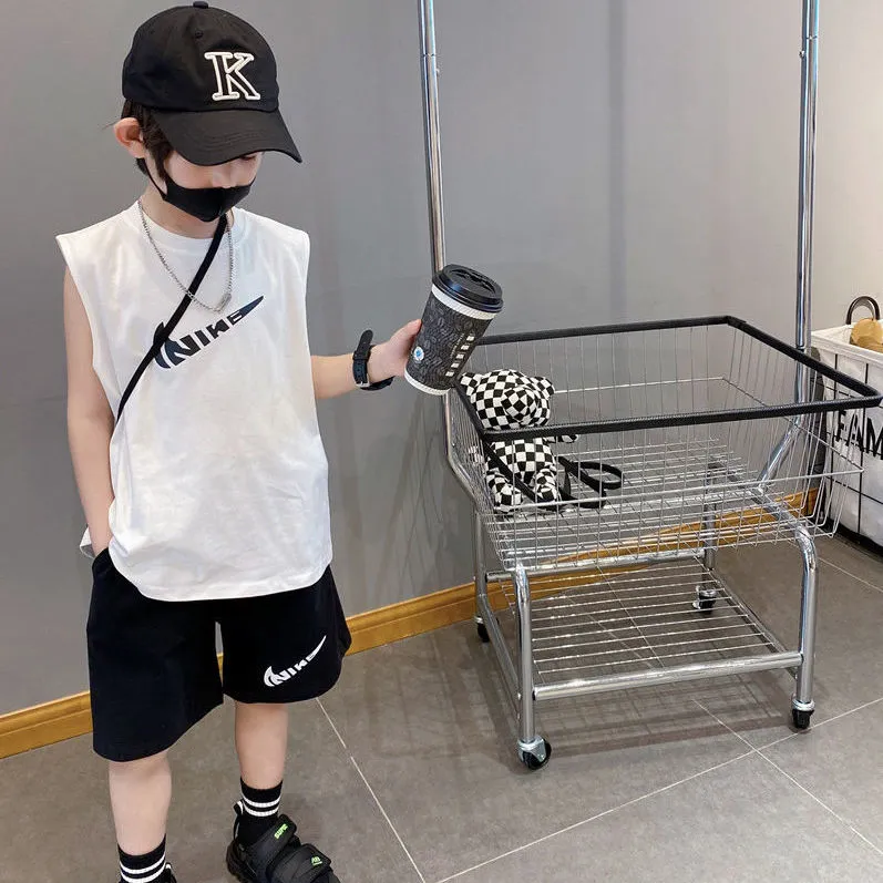 【90-160cm】二点セット リラックス感ある シンプル 涼しく快適 タンクトップ＋ショートパンツ セットアップ