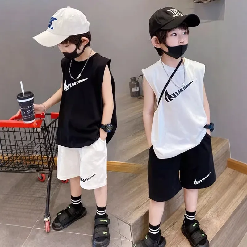 【90-160cm】二点セット リラックス感ある シンプル 涼しく快適 タンクトップ＋ショートパンツ セットアップ