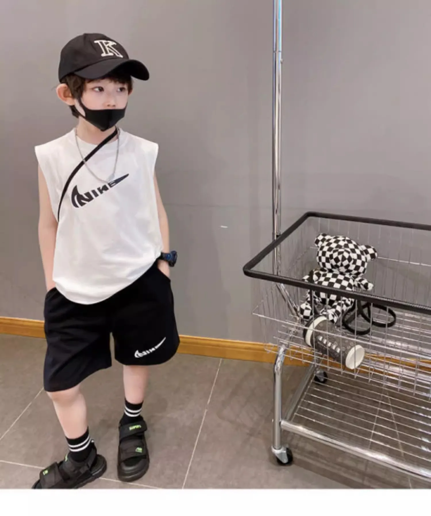 【90-160cm】二点セット リラックス感ある シンプル 涼しく快適 タンクトップ＋ショートパンツ セットアップ