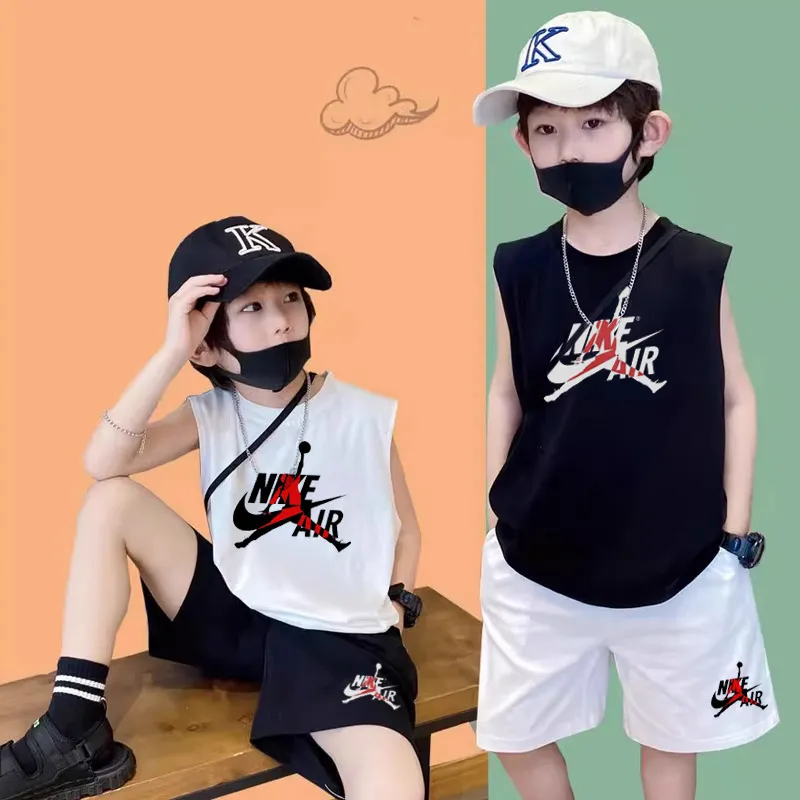 【90-160cm】二点セット トレンド感たっぷり カジュアル 大人気 男の子 タンクトップ＋ショートパンツ セットアップ