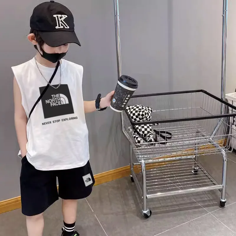【90-160cm】二点セット 人気爆発中 売れ筋 カジュアル 男の子 タンクトップ＋ショートパンツ セットアップ