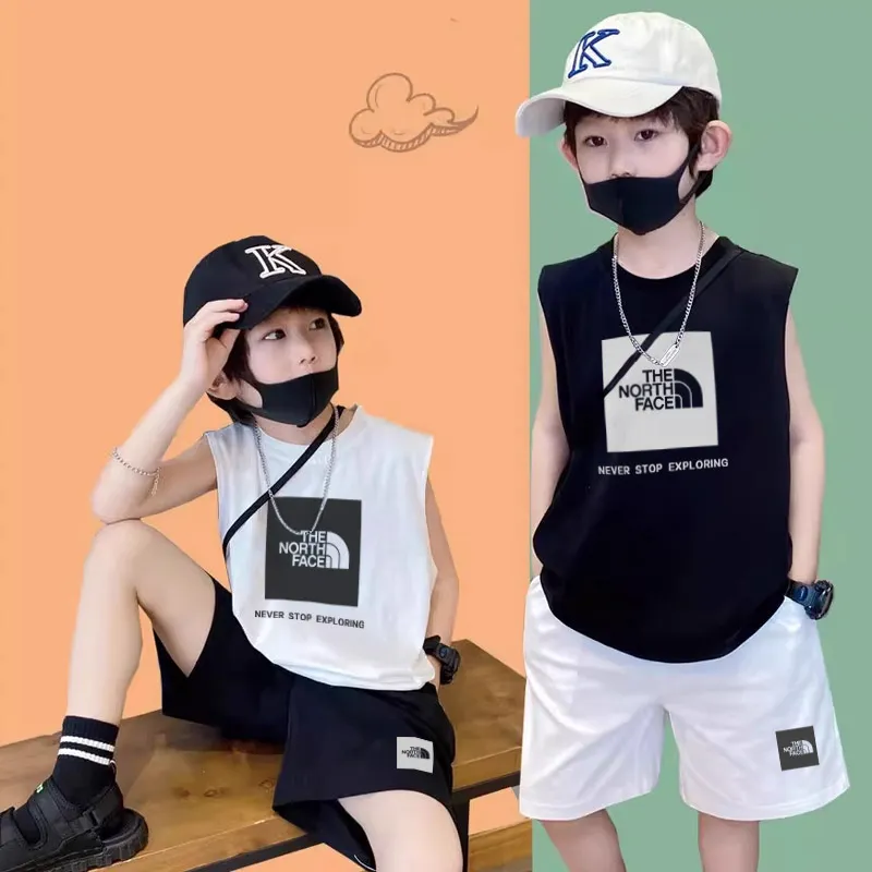 【90-160cm】二点セット 人気爆発中 売れ筋 カジュアル 男の子 タンクトップ＋ショートパンツ セットアップ
