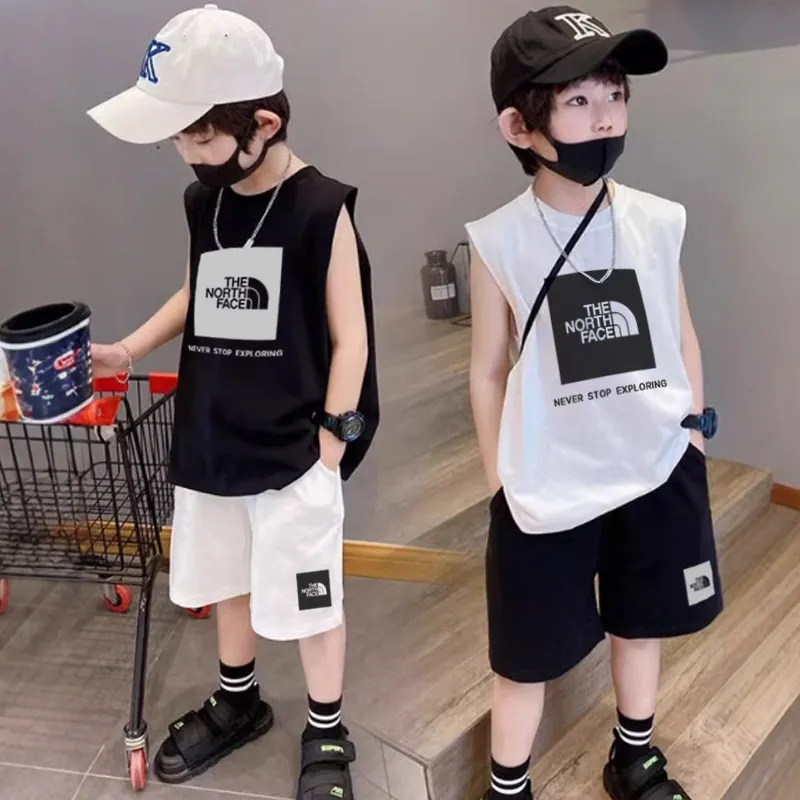 【90-160cm】二点セット 人気爆発中 売れ筋 カジュアル 男の子 タンクトップ＋ショートパンツ セットアップ