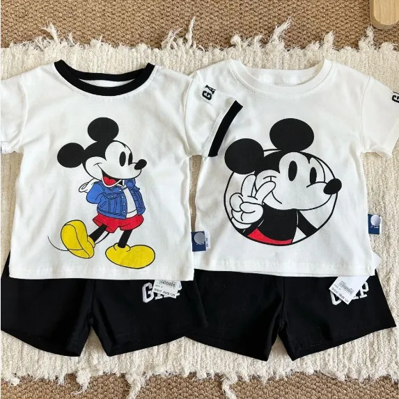 【💥在庫わずか】【80-130cm】二点セット 夏にぴったり 爆売れ中 カジュアル 半袖Ｔシャツ+ショートパンツ セットアップ